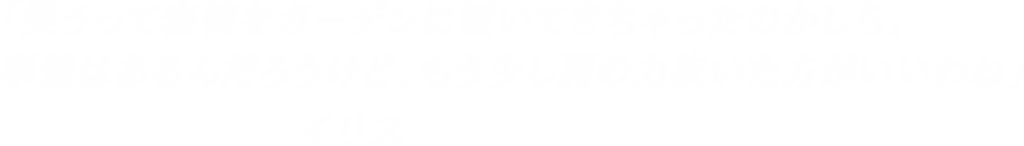 「笑うって表情をガーデンに置いてきちゃったのかしら。事情はあるんだろうけど、もう少し肩の力抜いた方がいいわね」―イリス